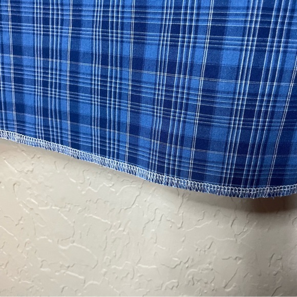 Vintage Wrangler Blue Plaid Pearl Snaps Long Sleeve Lightweight Size Large - Picture 6 of 9